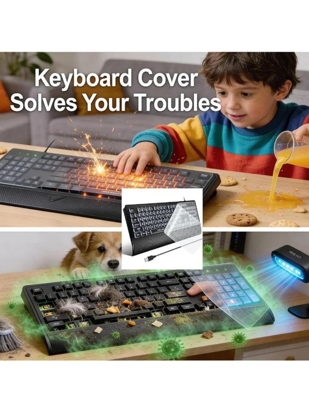 Large Print Backlit USB Keyboard for Seniors | Ergonomic, High Contrast